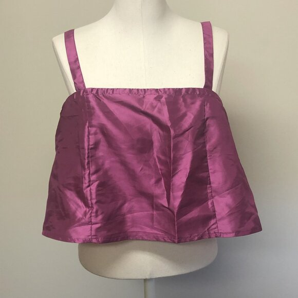 Magenta shiny swing tank top UO bow reversible - Picture 1 of 7